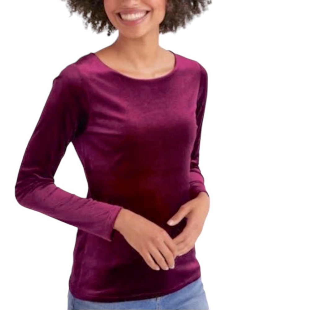 Boden Suki Velvet Velour Beetroot Long Sleeve Blouse Holiday Christmas Top Sz 10